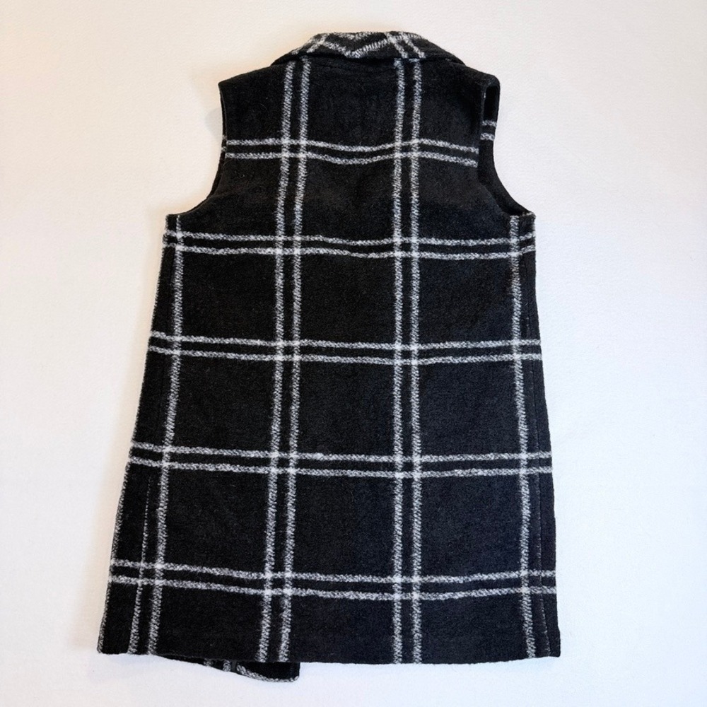 Rachel Zoe Vest Women XS Black Plaid Wool Blend Shawl Collar Pockets - Picture 7 of 10